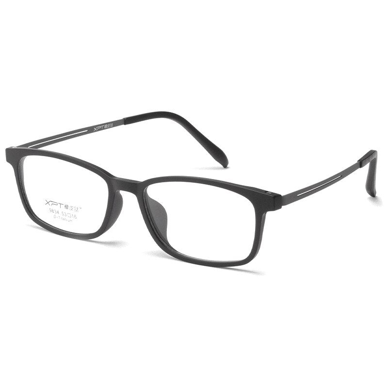 Yimaruili Unisex Full Rim Square Tr 90 Titanium Eyeglasses 9834XP Full Rim Yimaruili Eyeglasses Black Gray