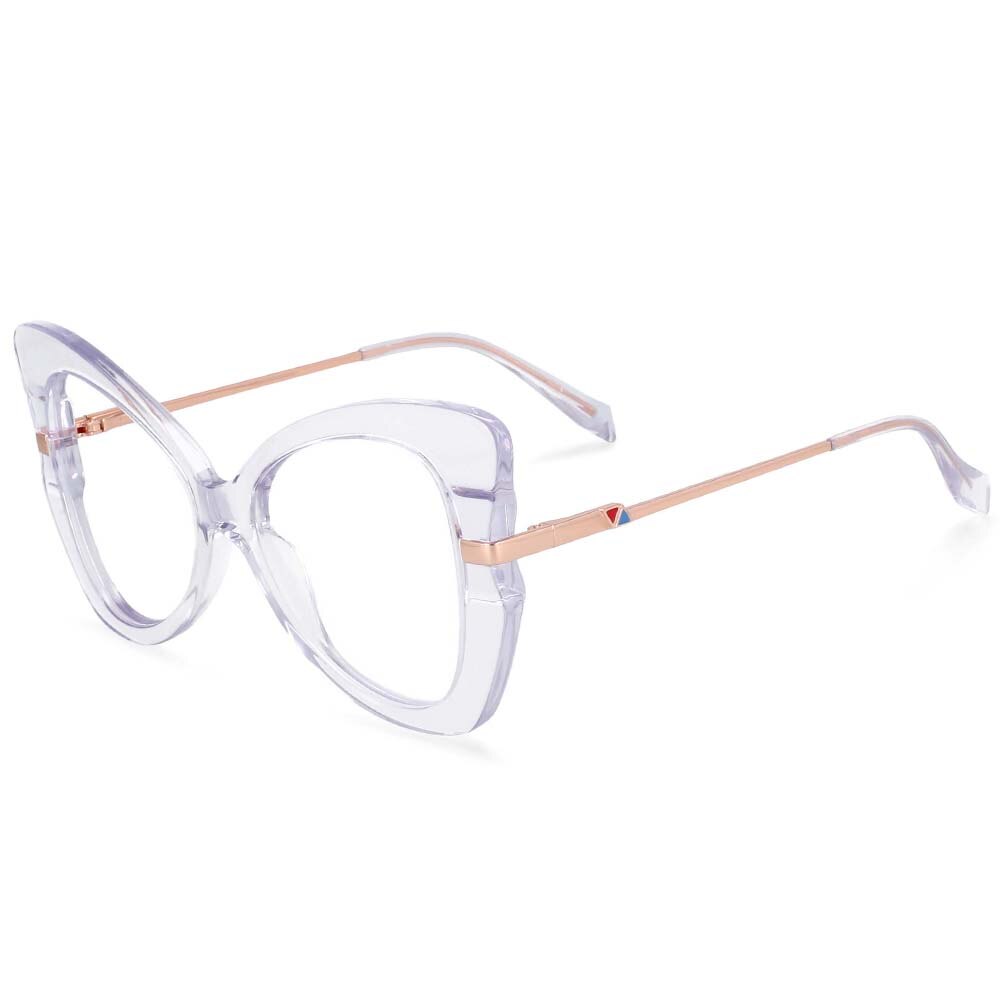 CCspace Women's Full Rim Oversized Acetate Alloy Butterfly Frame Eyeglasses 54326 Full Rim CCspace C2clear China