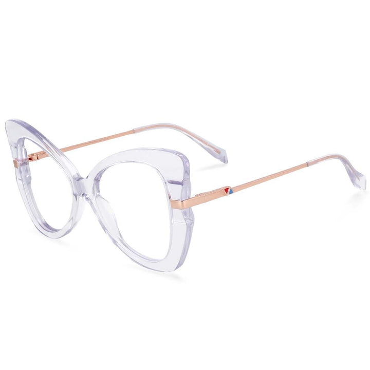 CCspace Women's Full Rim Oversized Acetate Alloy Butterfly Frame Eyeglasses 54326 Full Rim CCspace C2clear China