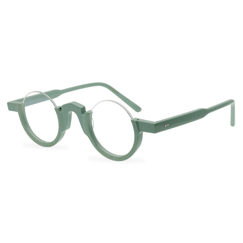CCspace Unisex Semi Rim Round Acetate Eyeglasses 55258 Semi Rim CCspace Green China