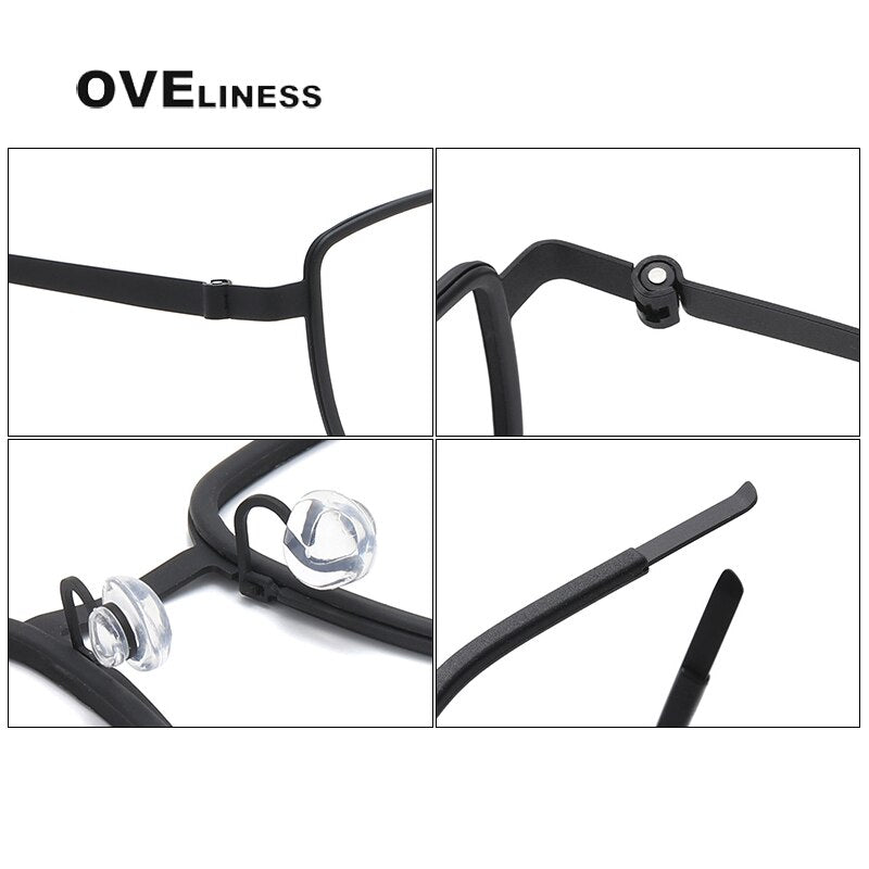 Oveliness Unisex Full Rim Square Screwless Acetate Titanium Eyeglasses 9754 Full Rim Oveliness