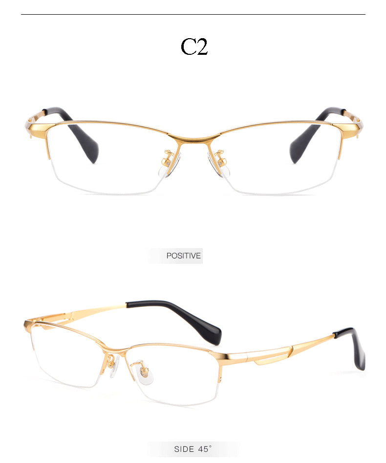 Hotochki Men's Semi Rim Rectangle Titanium Frame Eyeglasses E85759 Semi Rim Hotochki