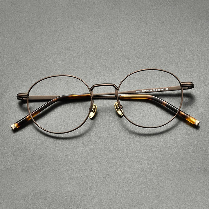 Gatenac Unisex Full Rim Small Round Titanium Eyeglasses Gxyj849 Full Rim Gatenac Bronze