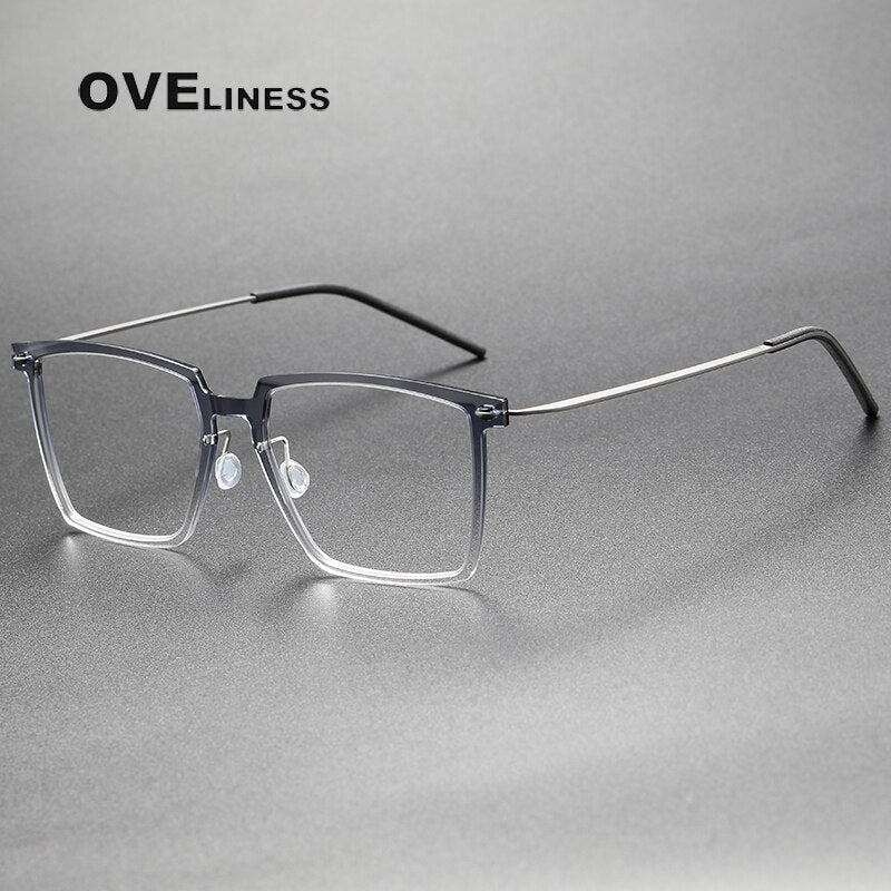 Oveliness Unisex Full Rim Square Acetate Titanium Eyeglasses Full Rim Oveliness gradient grey