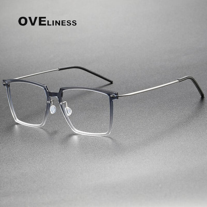 Oveliness Unisex Full Rim Square Acetate Titanium Eyeglasses Full Rim Oveliness gradient grey
