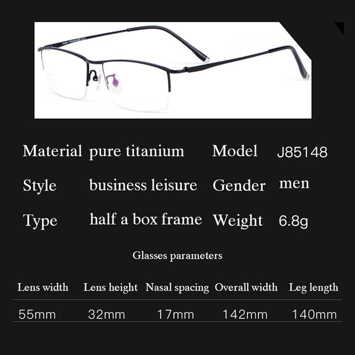 Hotochki Men's Semi Rim Titanium Alloy IP Plated Frame Eyeglasses J85148 Semi Rim Hotochki