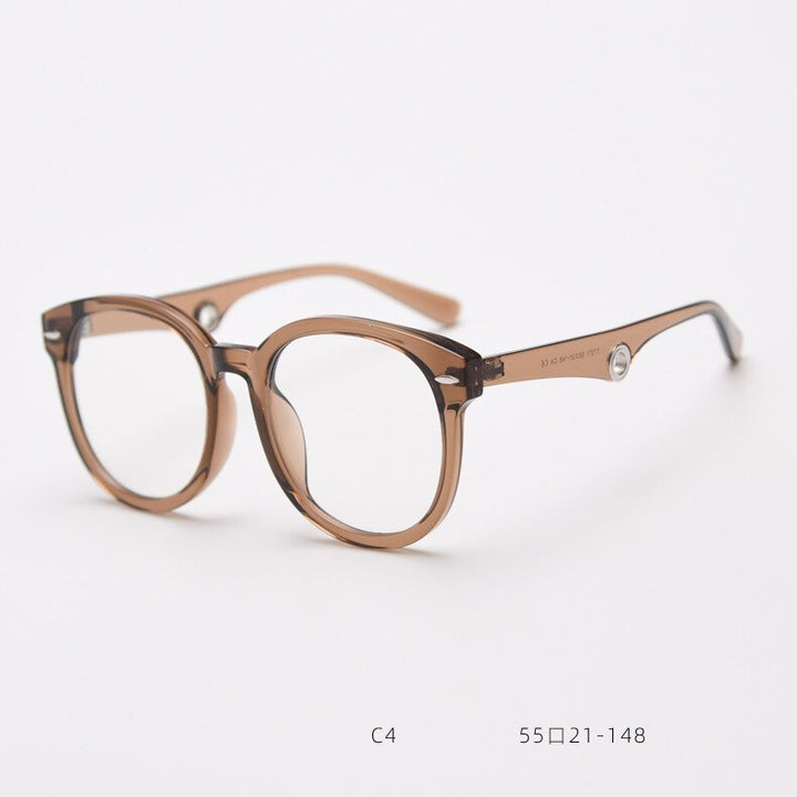 CCspace Unisex Full Rim Big Round Square Tr 90 Titanium Eyeglasses 55685 Full Rim CCspace Tea China