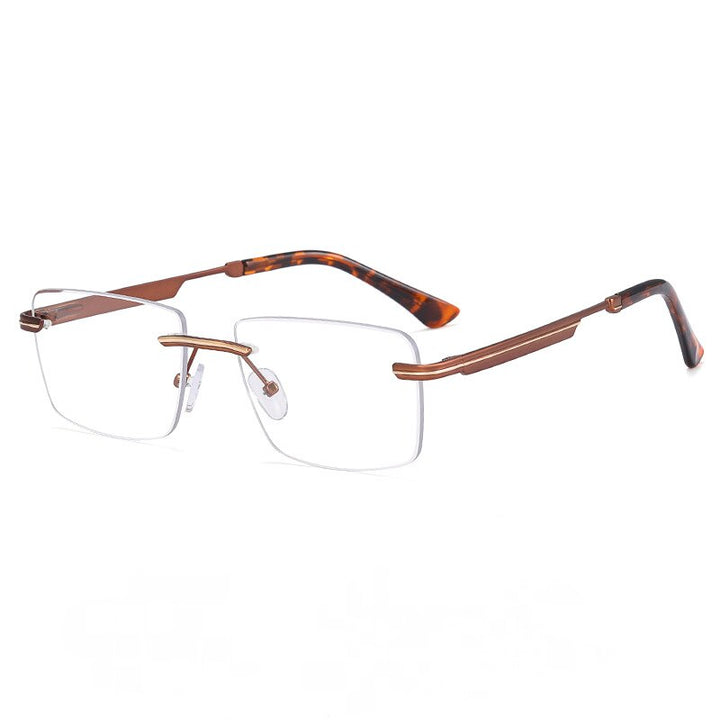 CCspace Unisex Rimless Square Alloy Eyeglasses 55384 Rimless CCspace China C9Bronze