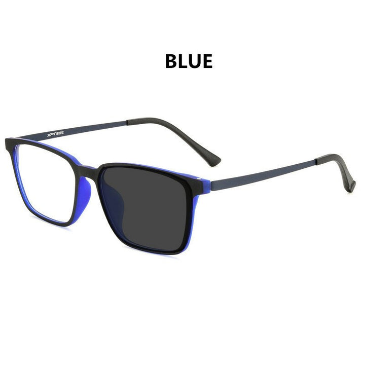 Handoer Unisex Full Rim Square Tr 90 Titanium Hyperopic +350 to +600 Photochromic Reading Glasses 9822-1 Reading Glasses Handoer +350 blue photo