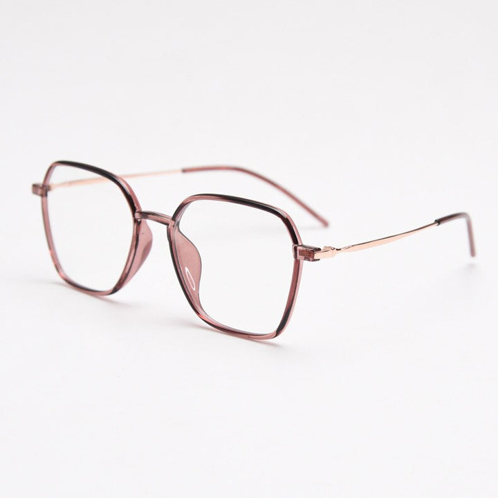 CCspace Unisex Full Rim Polygon Tr 90 Titanium Eyeglasses 54546 Full Rim CCspace C7 China