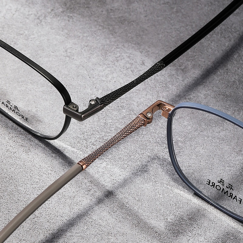 Reven Jate Unisex Full Rim Square Titanium Eyeglasses FM040 Full Rim Reven Jate