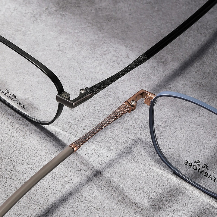 Reven Jate Unisex Full Rim Square Titanium Eyeglasses FM040 Full Rim Reven Jate
