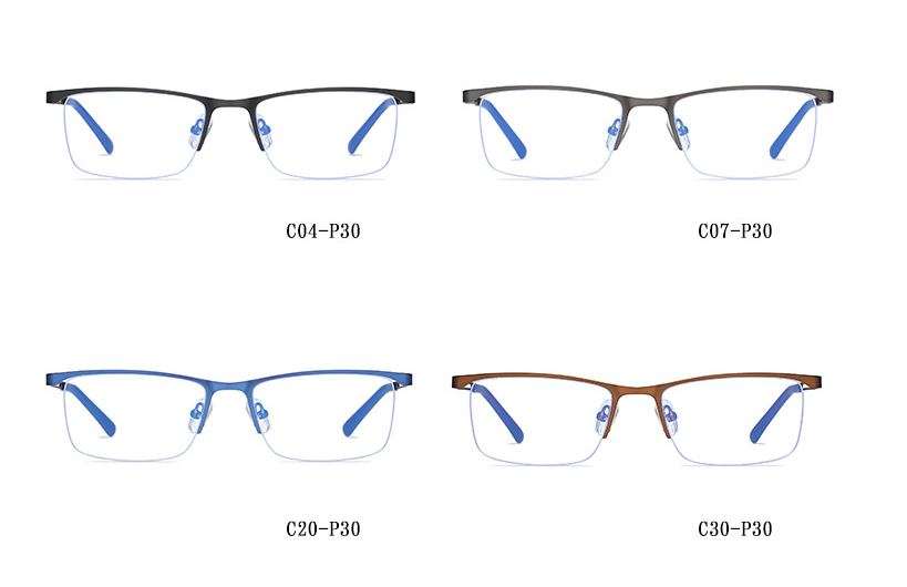 CCspace Men's Semi Rim Rectangle Alloy Frame Eyeglasses 54534 Semi Rim CCspace