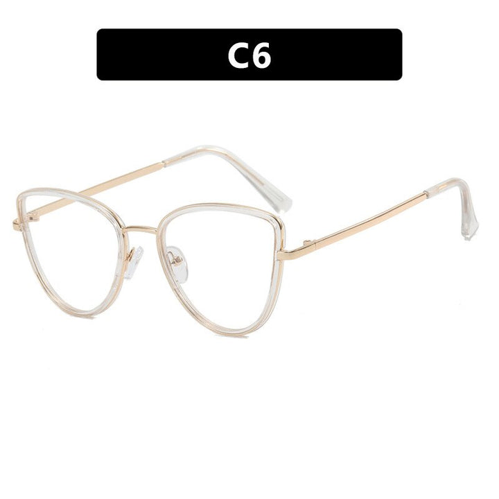 CCspace Unisex Full Rim Square Cat Eye Alloy Eyeglasses 55626 Full Rim CCspace China White