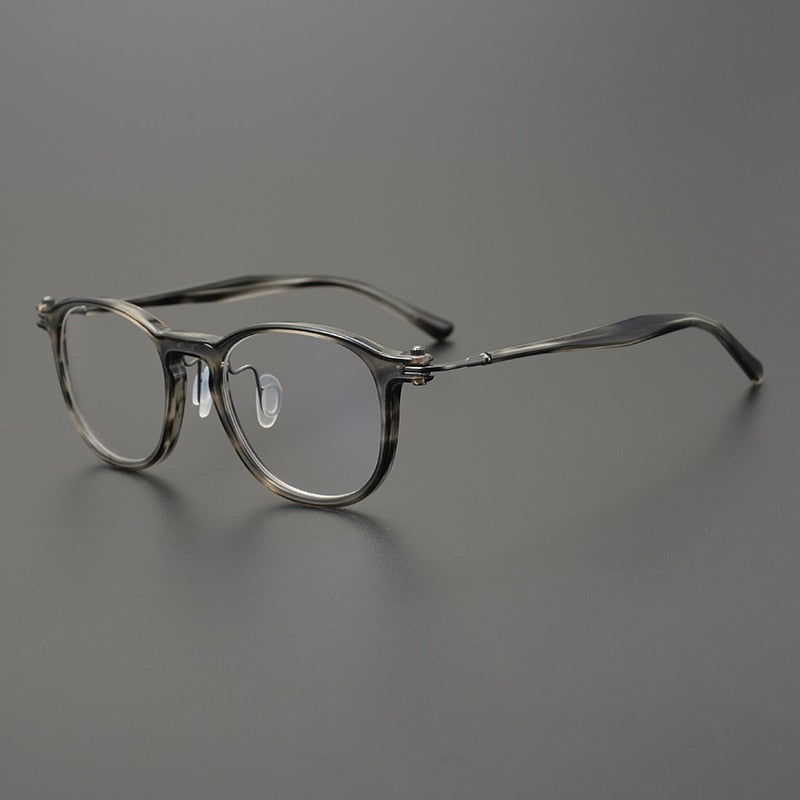 Gatenac Unisex Full Rim Round Acetate Titanium Eyeglasses Gxyj826 Full Rim Gatenac