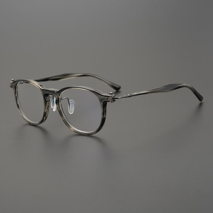 Gatenac Unisex Full Rim Round Acetate Titanium Eyeglasses Gxyj826 Full Rim Gatenac