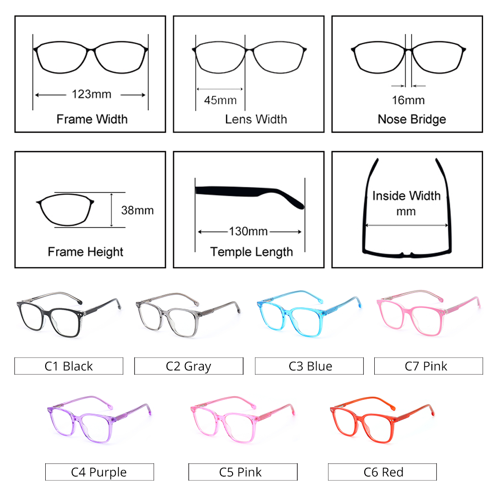 Ralferty Children's Unisex Full Rim Square Tr 90 Acetate Eyeglasses M3568 Full Rim Ralferty