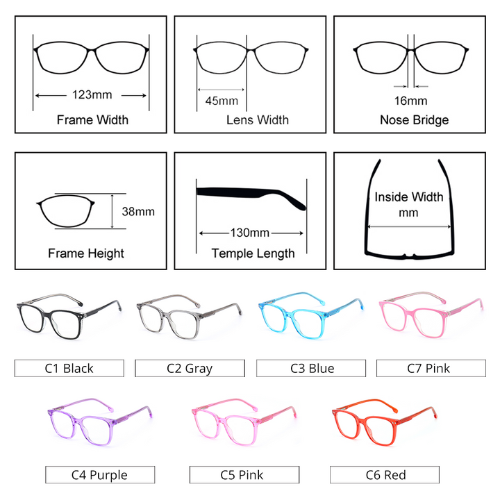 Ralferty Children's Unisex Full Rim Square Tr 90 Acetate Eyeglasses M3568 Full Rim Ralferty