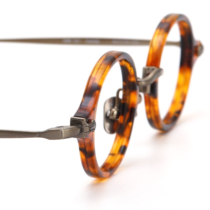 Muzz Unisex Full Rim Small Round Acetate Titanium Eyeglasses 180 Full Rim Muzz