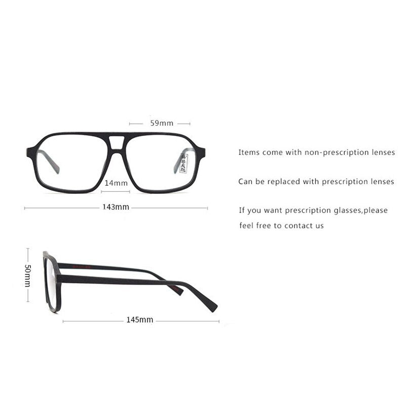 Hdcrafter Unisex Full Rim Big Square Double Bridge Wood Eyeglasses Ft8896 Full Rim Hdcrafter Eyeglasses
