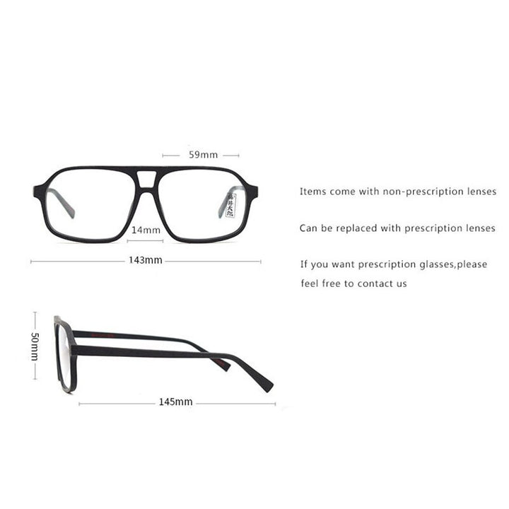 Hdcrafter Unisex Full Rim Big Square Double Bridge Wood Eyeglasses Ft8896 Full Rim Hdcrafter Eyeglasses