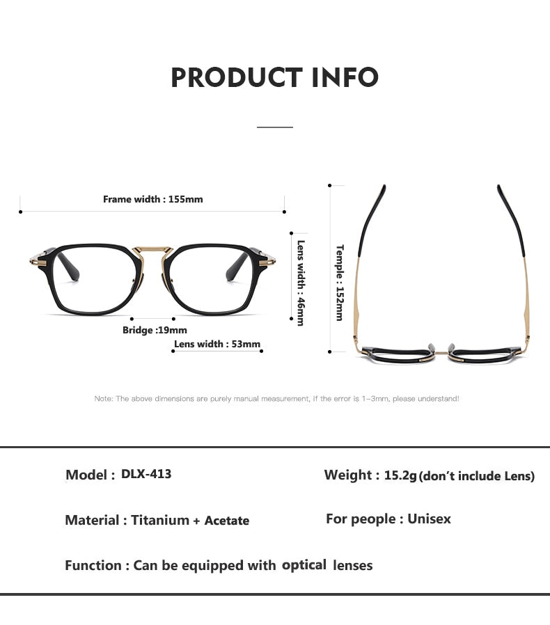 Oveliness Unisex Full Rim Square Acetate Titanium Eyeglasses Dtx413 Full Rim Oveliness