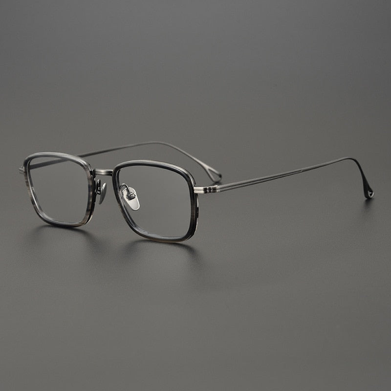 Gatenac Unisex Full Rim Square Titanium Acetate Frame Eyeglasses Gxyj785 Full Rim Gatenac