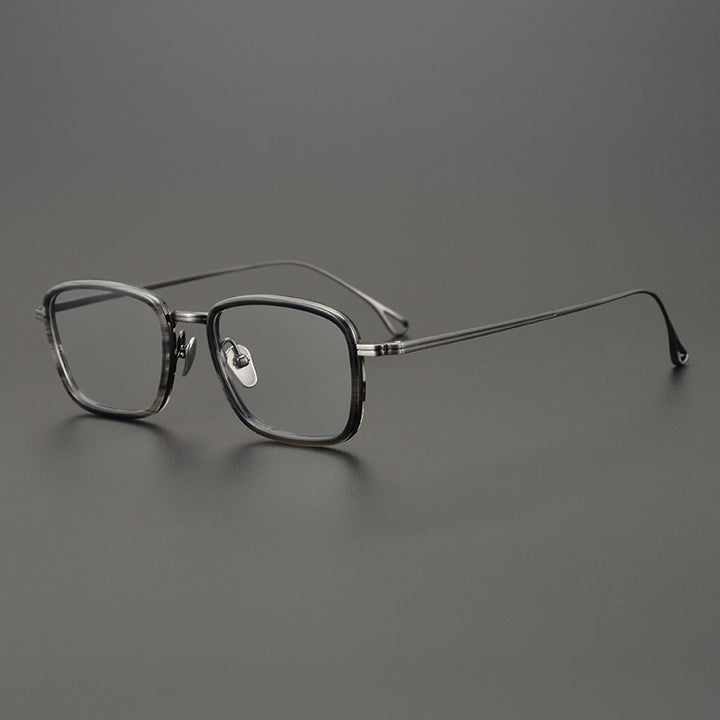 Gatenac Unisex Full Rim Square Titanium Acetate Frame Eyeglasses Gxyj785 Full Rim Gatenac