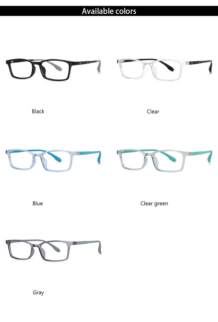 CCspace Unisex Youth Size Full Rim Rectangle Tr 90 Titanium Frame Eyeglasses 54465 Full Rim CCspace