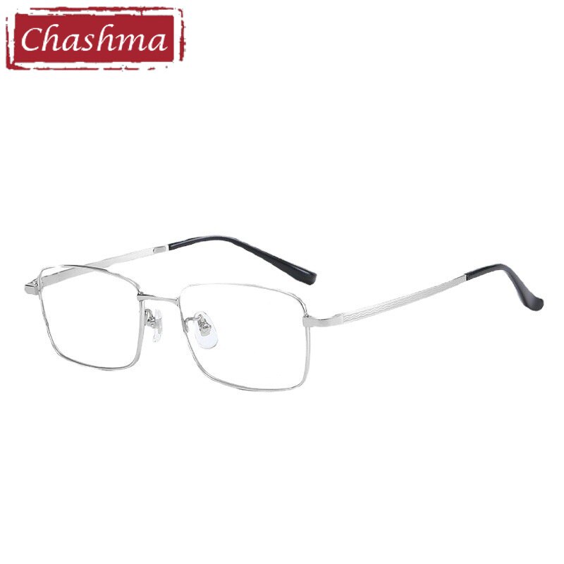 Chashma Ottica Unisex Full Rim Square Acetate Titanium Eyeglasses 742 Full Rim Chashma Ottica Silver