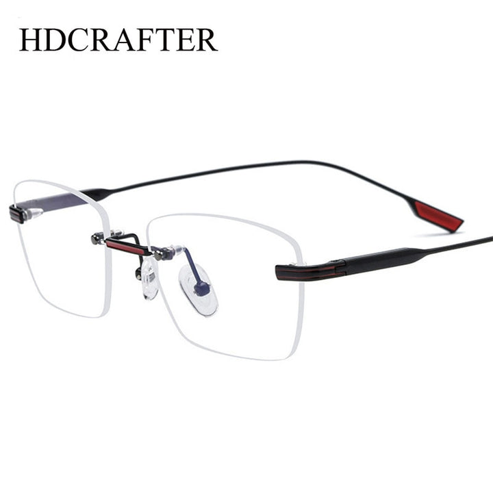 Hdcrafter Unisex Rimless Polygon Square Titanium Eyeglasses 10093 Rimless Hdcrafter Eyeglasses