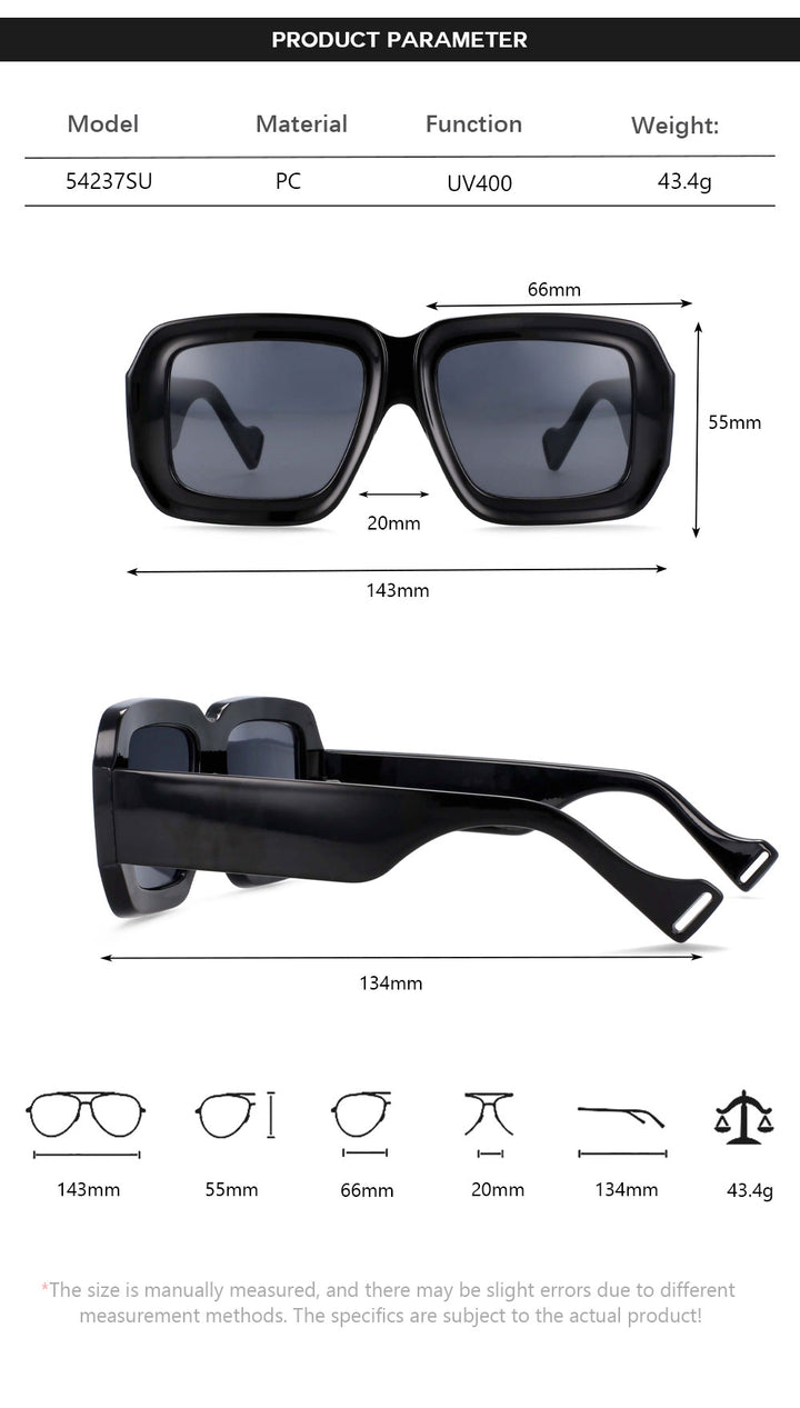 CCspace Women's Full Rim Square Resin Frame Sunglasses 54237 Sunglasses CCspace Sunglasses