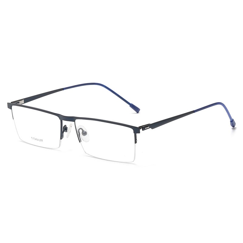 Zirosat Men's Semi Rim Square Titanium Eyeglasses P8826 Semi Rim Zirosat dark blue