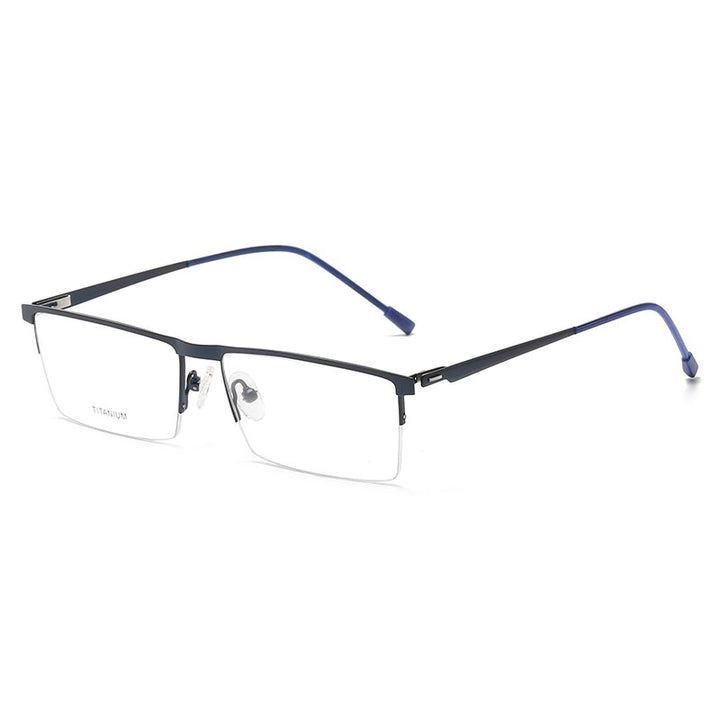 Zirosat Men's Semi Rim Square Titanium Eyeglasses P8826 Semi Rim Zirosat dark blue