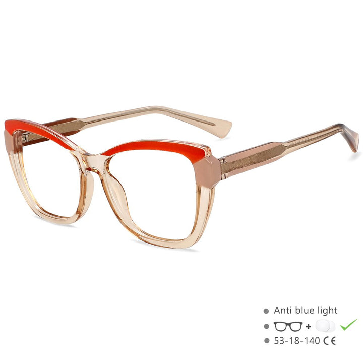 CCspace Unisex Full Rim Square Cat Eye Tr 90 Titanium Eyeglasses 54473 Full Rim CCspace China ClearTea
