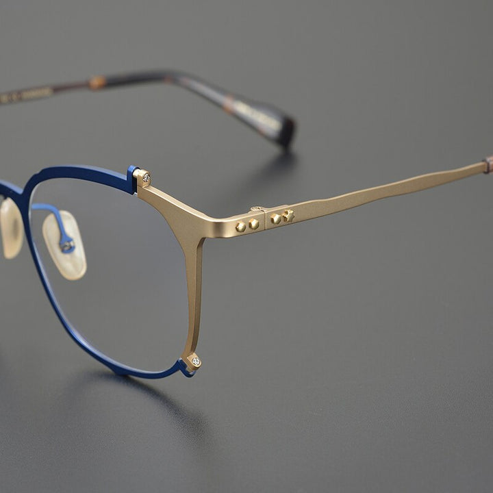 Gatenac Unisex Full Rim Irregular Square Titanium Eyeglasses Gxyj867 Full Rim Gatenac
