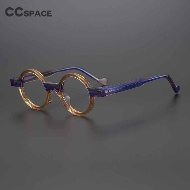 CCspace Unisex Full Rim Round Acetate Steampunk Eyeglasses 55104 Full Rim CCspace