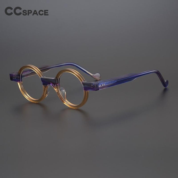 CCspace Unisex Full Rim Round Acetate Steampunk Eyeglasses 55104 Full Rim CCspace