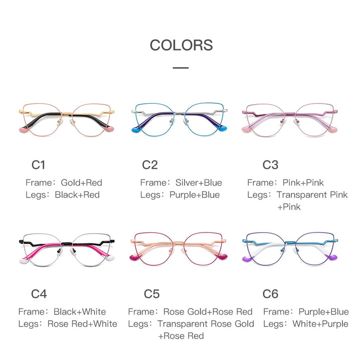 Gmei Women's Full Rim Alloy Cat Eye Frame Eyeglasses 3043 Full Rim Gmei Optical