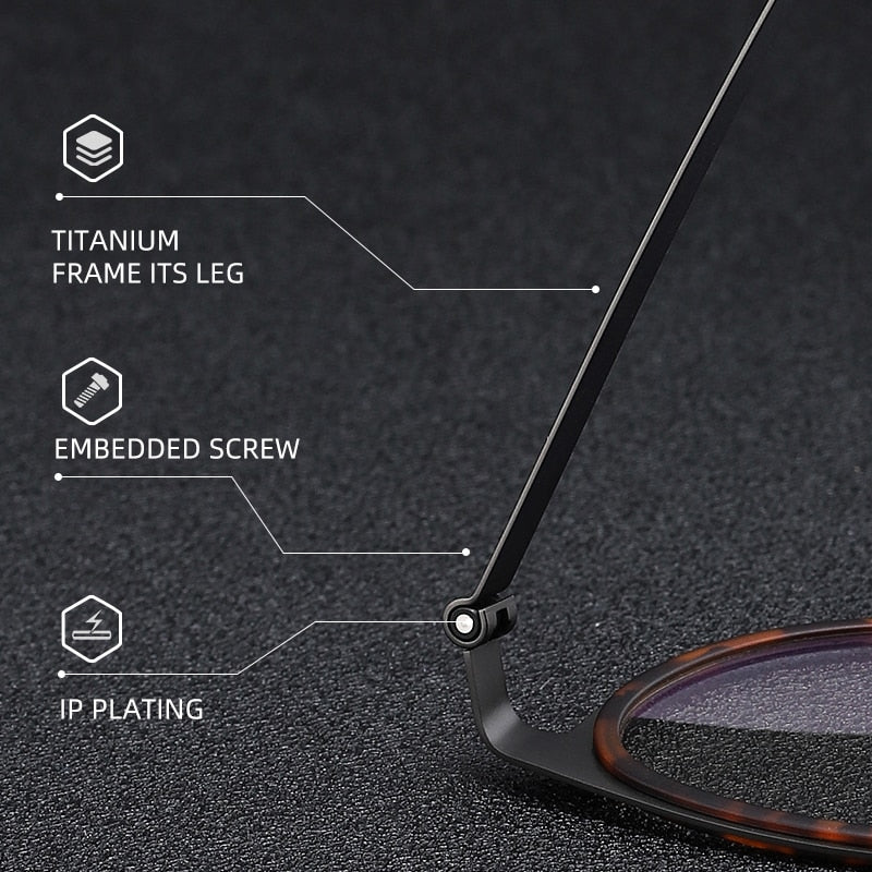 Reven Jate Unisex Full Rim Round Titanium Acetate Eyeglasses 9704 Full Rim Reven Jate