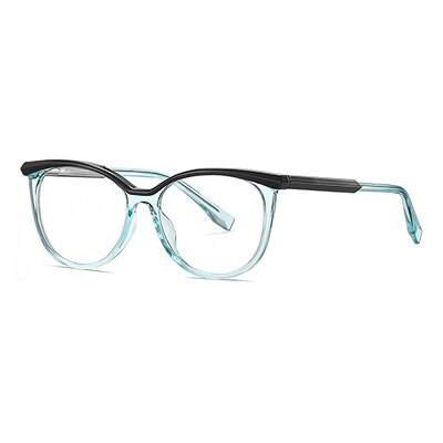 Ralferty Women's Full Rim Round Square Acetate Alloy Eyeglasses D3518 Full Rim Ralferty C3 Clear Blue China 