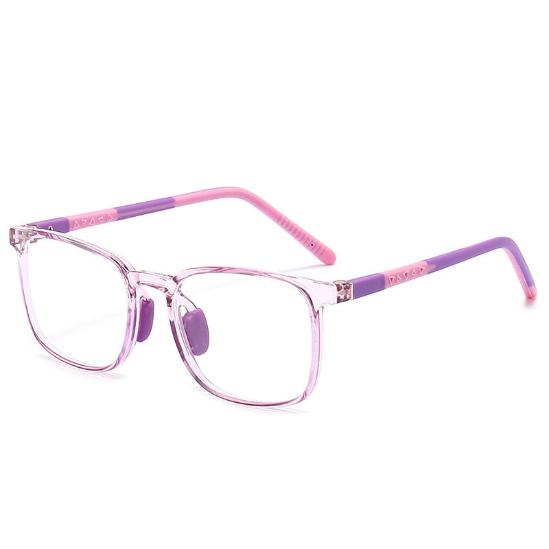 CCspace Unisex Youth Full Rim Square Silicone Eyeglasses 54671 Full Rim CCspace Purple pink China