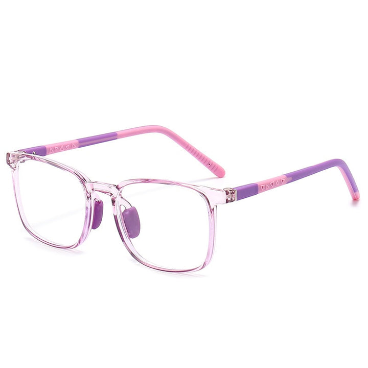 CCspace Unisex Youth Full Rim Square Silicone Eyeglasses 54671 Full Rim CCspace Purple pink China