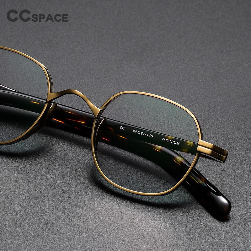 CCspace Unisex Full Rim Irregular Round Acetate Titanium Eyeglasses 53314 Full Rim CCspace