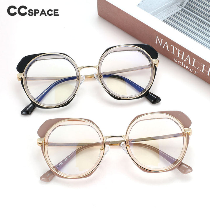 CCspace Unisex Full Rim Round Tr 90 Titanium Eyeglasses 54171 Full Rim CCspace
