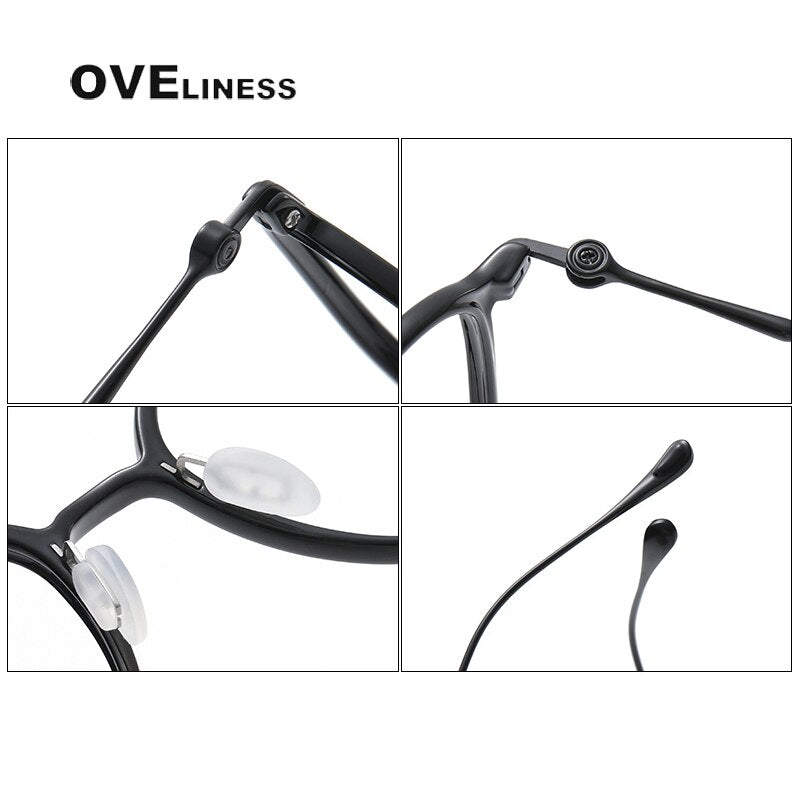 Oveliness Unisex Full Rim Square Acetate Titanium Eyeglasses 8641 Full Rim Oveliness