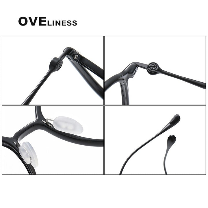 Oveliness Unisex Full Rim Square Acetate Titanium Eyeglasses 8641 Full Rim Oveliness