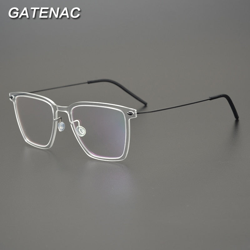 Gatenac Unisex Full Rim Square Acetate Titanium Eyeglasses Gxyj950 Full Rim Gatenac
