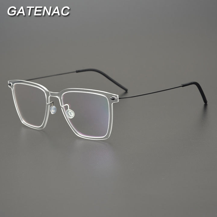 Gatenac Unisex Full Rim Square Acetate Titanium Eyeglasses Gxyj950 Full Rim Gatenac