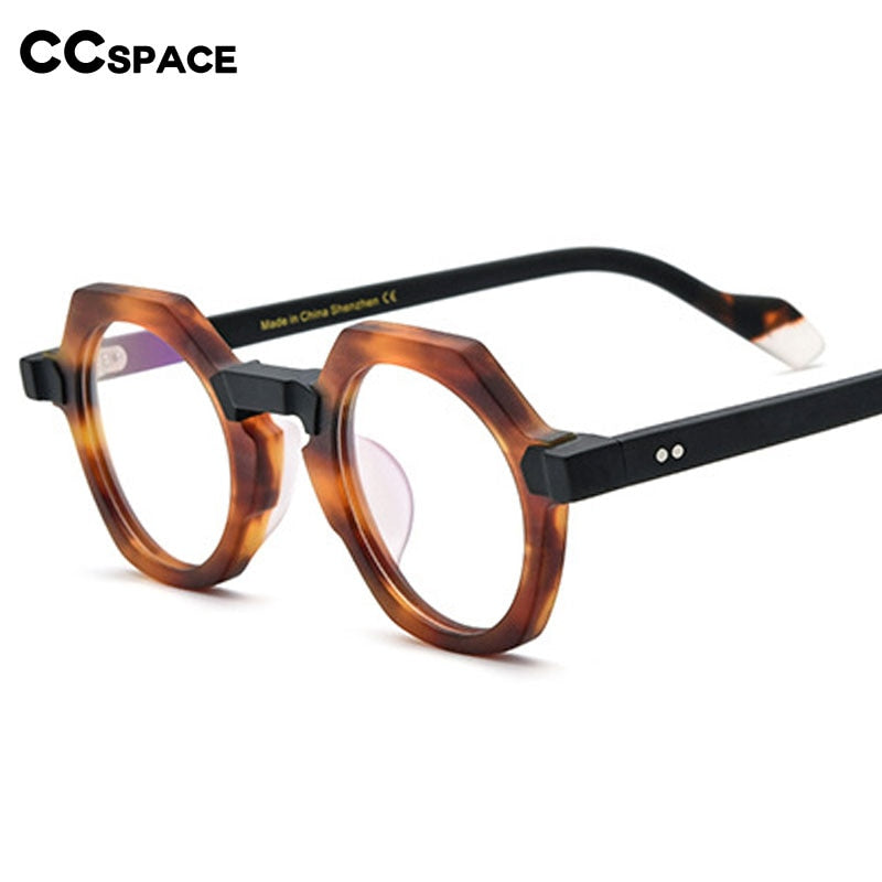 CCspace Unisex Full Rim Irregular Round Acetate Eyeglasses 55099 Full Rim CCspace